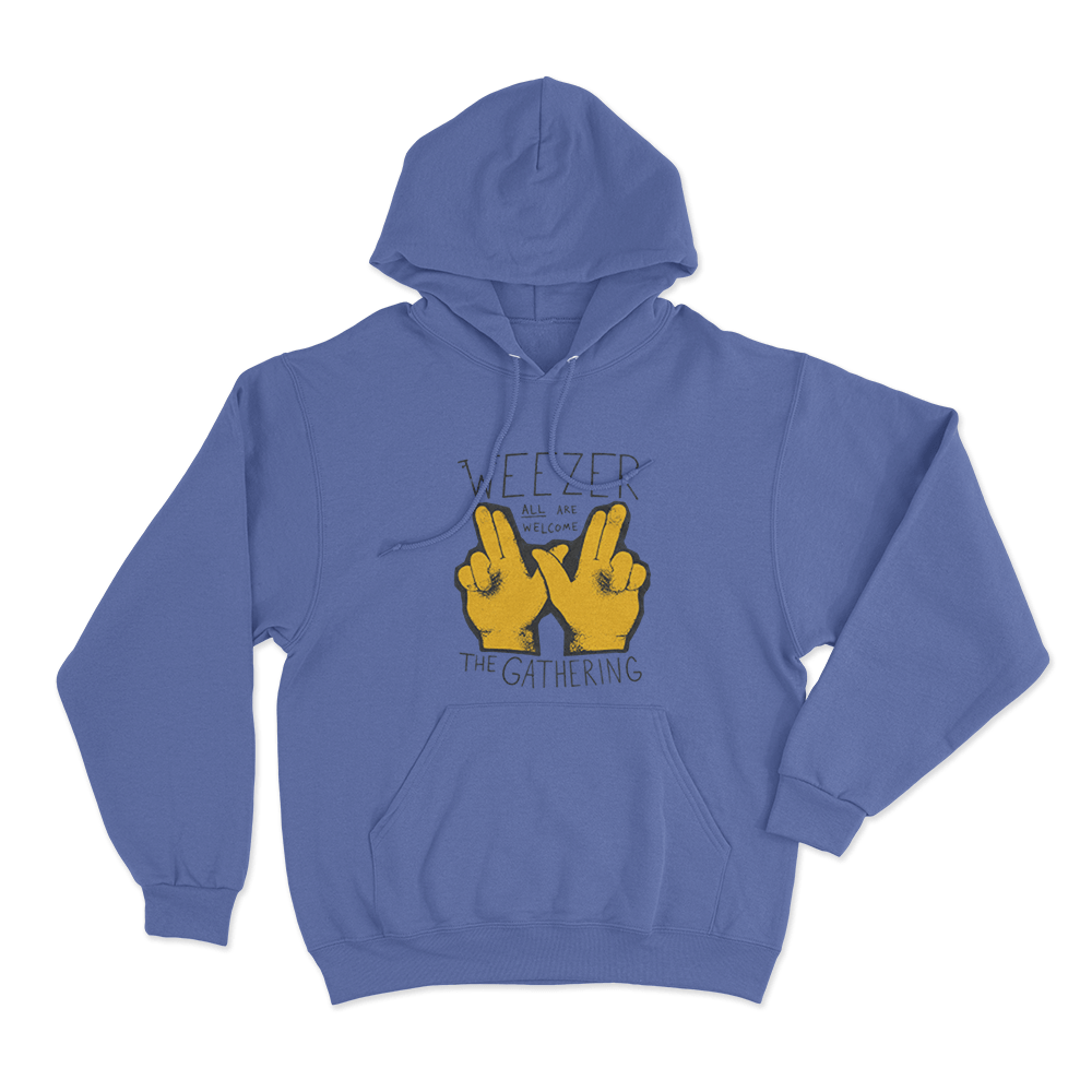 Weezer All Are Welcome Hands Unisex Hoodie Blue Weezer All Are Welcome Hands Unisex Hoodie Blue