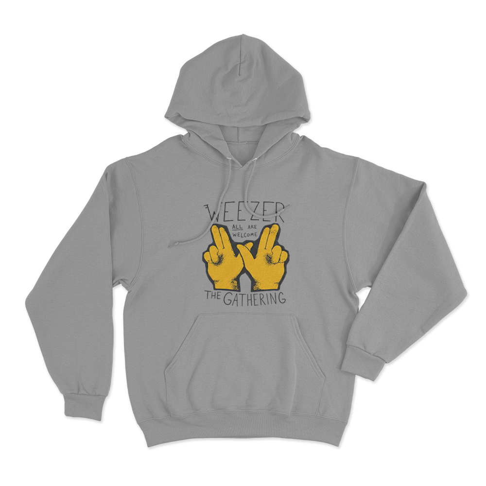 Weezer All Are Welcome Hands Unisex Hoodie Grey Weezer All Are Welcome Hands Unisex Hoodie Grey