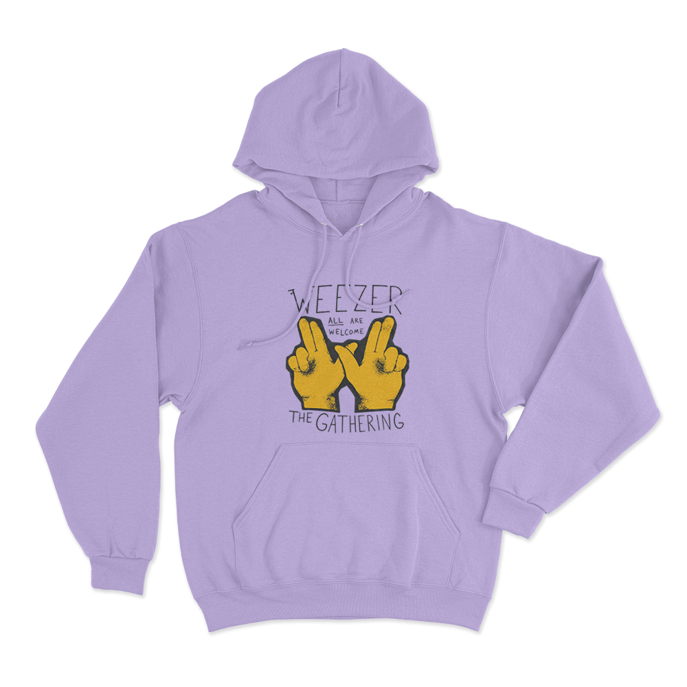 Weezer All Are Welcome Hands Unisex Hoodie Purple Weezer All Are Welcome Hands Unisex Hoodie Purple