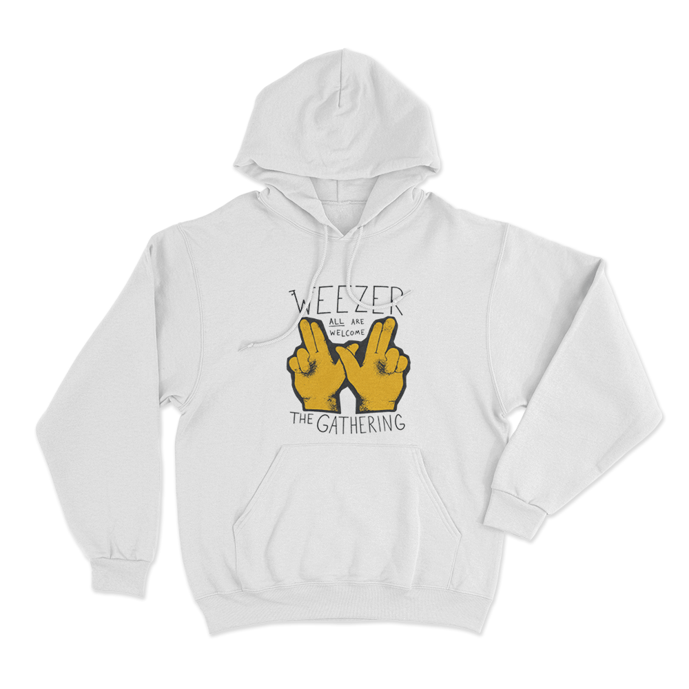 Weezer All Are Welcome Hands Unisex Hoodie White Weezer All Are Welcome Hands Unisex Hoodie White