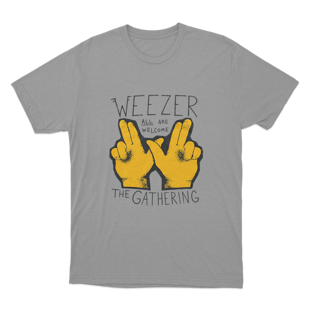 Weezer All Are Welcome Hands Unisex T Shirt Grey Weezer All Are Welcome Hands Unisex T Shirt Grey