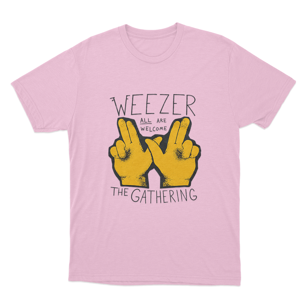 Weezer All Are Welcome Hands Unisex T Shirt Pink Weezer All Are Welcome Hands Unisex T Shirt Pink