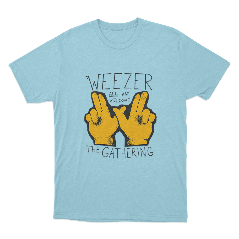 Weezer All Are Welcome Hands Unisex T Shirt Sky Blue Weezer All Are Welcome Hands Unisex T Shirt Sky Blue