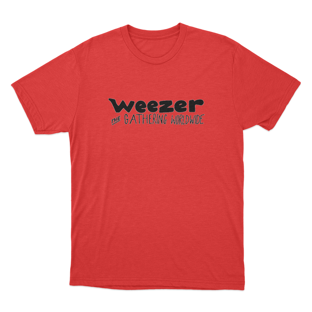 Weezer The Gathering Worldwide Logo Unisex T Shirt Red Weezer The Gathering Worldwide Logo Unisex T Shirt Red