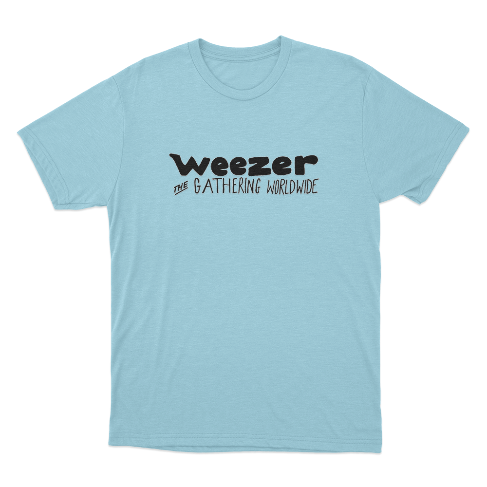 Weezer The Gathering Worldwide Logo Unisex T Shirt Sky Blue Weezer The Gathering Worldwide Logo Unisex T Shirt Sky Blue