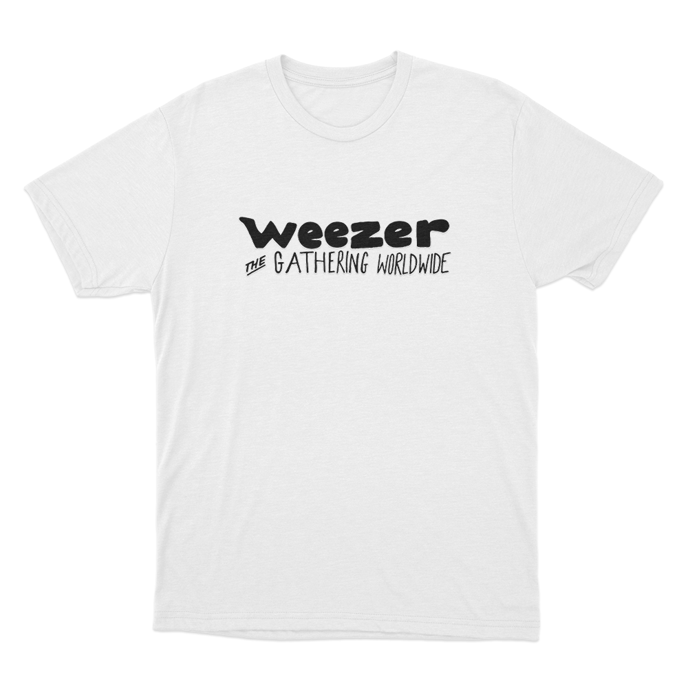 Weezer The Gathering Worldwide Logo Unisex T Shirt White Weezer The Gathering Worldwide Logo Unisex T Shirt White