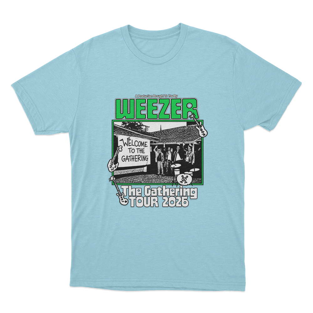 Weezer Welcome To The Gathering Tour 2026 Unisex T Shirt Sky Blue Weezer Welcome To The Gathering Tour 2026 Unisex T Shirt Sky Blue