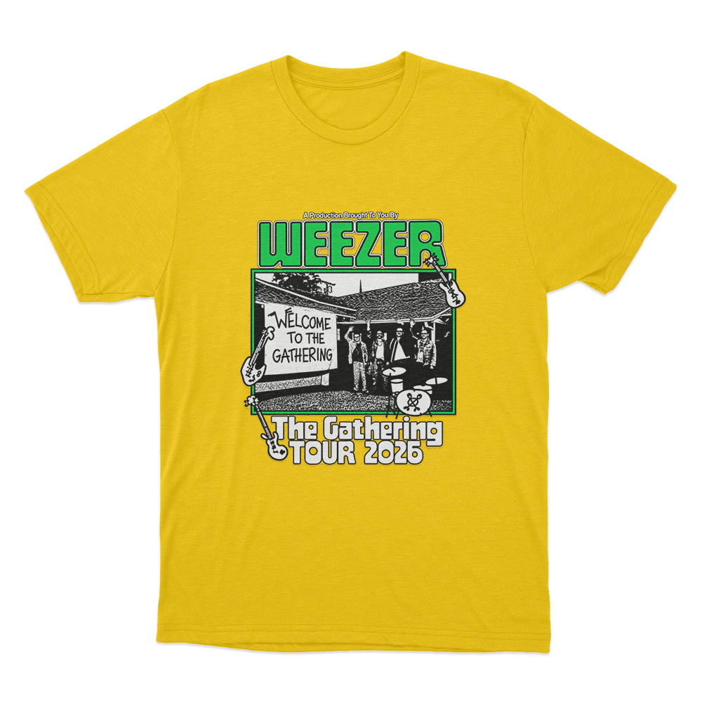 Weezer Welcome To The Gathering Tour 2026 Unisex T Shirt Yellow Weezer Welcome To The Gathering Tour 2026 Unisex T Shirt Yellow